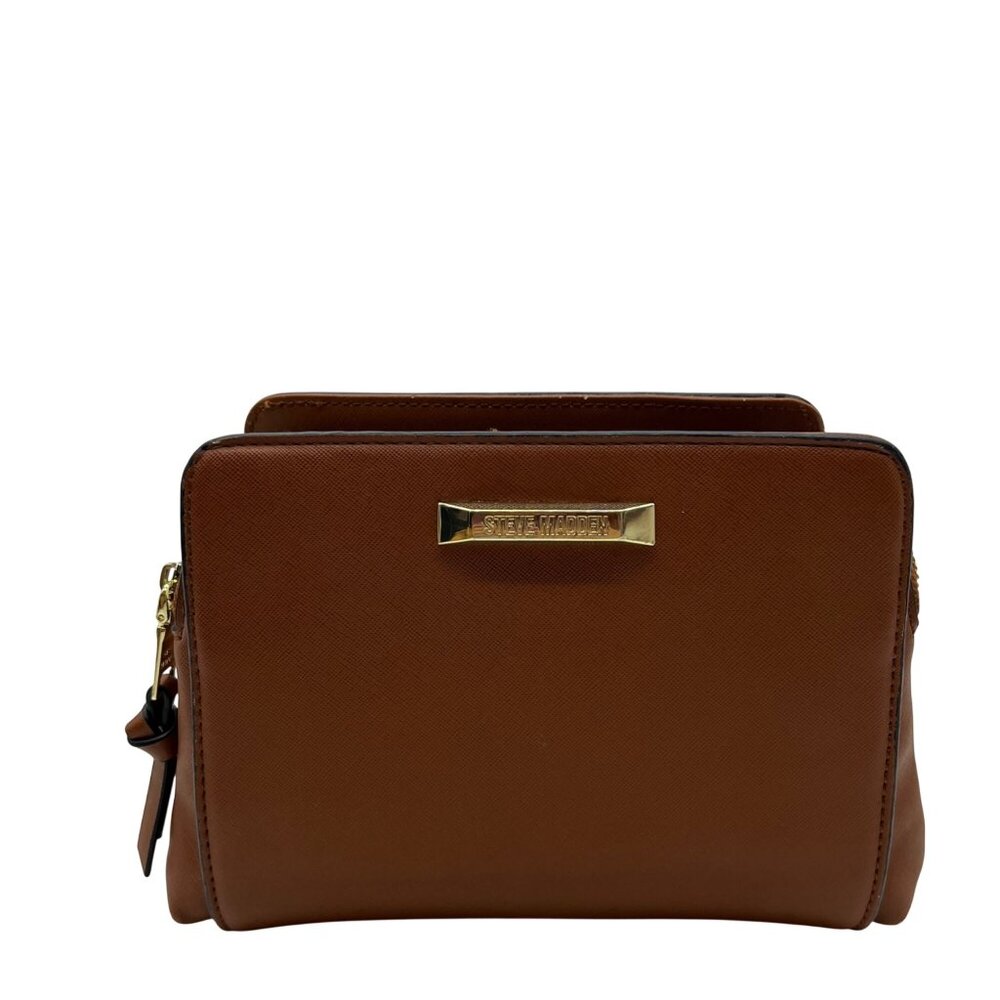 Steve Madden Brown Faux Leather Small  Crossbody Bag